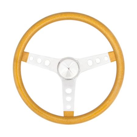 Newalthlete 8447 13.5 in. Metal Flake Steering Wheel, Gold with Chrome Spoke NE3606315